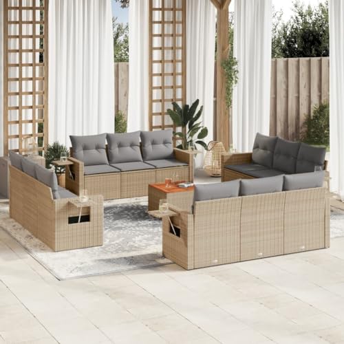 13-Piece Garden Sofa Set with Cushions Beige PE Rattan Outdoor Furniture for Patio Terrace, Modular Wicker Sectional Seating Group with Coffee Table, Weather-Resistant & UV-Protected Lounge Set 13-Piece Garden Sofa Set with Cushions Beige PE Rattan Outdoor Furniture for Patio Terrace, Modular Wicker Sectional Seating Group with Coffee Table, Weather-Resistant & UV-Protected Lounge Set von WDGJJFECNMUEHI