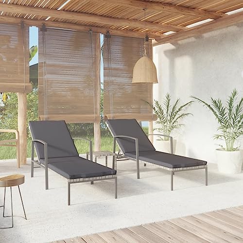 2 Pack Grey Poly Rattan Sun Loungers with Adjustable Backrest & Side Table, Outdoor Pool Beach Garden Lounge Chairs with Cushions, Durable Steel Frame Patio Furniture Set for Balcony Terrace 2 Pack Grey Poly Rattan Sun Loungers with Adjustable Backrest & Side Table, Outdoor Pool Beach Garden Lounge Chairs with Cushions, Durable Steel Frame Patio Furniture Set for Balcony Terrace von WDGJJFECNMUEHI