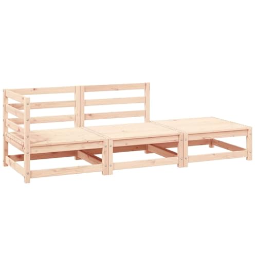 3-piece Garden Lounge Set Solid Pine Wood Outdoor Furniture for Patio, Balcony & Terrace Modular Relaxing Sofa with Corner Piece Footstool - Weather-Resistant Unfinished Natural Wood (110kg Capacity) von WDGJJFECNMUEHI