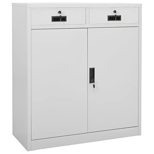 Büroschrank Hellgrau 90x40x102 cm Stahl Aktenschrank mit 2 Schubladen und 2 Regalen für Büro Archiv Home Office Organizer Stahlschrank Büroschrank Hellgrau 90x40x102 cm Stahl Aktenschrank mit 2 Schubladen und 2 Regalen für Büro Archiv Home Office Organizer Stahlschrank von WDGJJFECNMUEHI