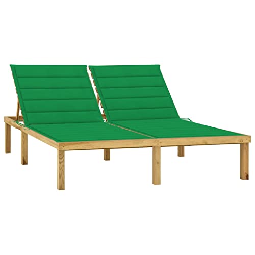 Double Sun Lounger with Green Cushions, Adjustable Backrest, Weather-Resistant Treated Pine Wood, Outdoor Garden Poolside Patio Furniture for 2 Persons, Easy Assembly and Cleaning Double Sun Lounger with Green Cushions, Adjustable Backrest, Weather-Resistant Treated Pine Wood, Outdoor Garden Poolside Patio Furniture for 2 Persons, Easy Assembly and Cleaning von WDGJJFECNMUEHI