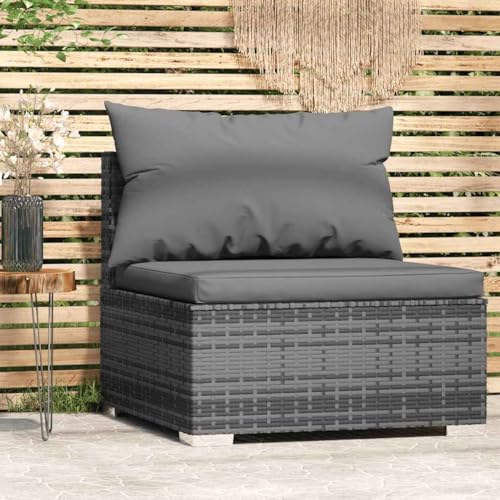 Garden Modular Sofa Set with Cushions Gray PE Rattan Outdoor Furniture, Waterproof Patio Loveseat for Balcony Terrace, Durable Powder-Coated Steel Frame & Removable Pillows, Easy to Clean & Move von WDGJJFECNMUEHI