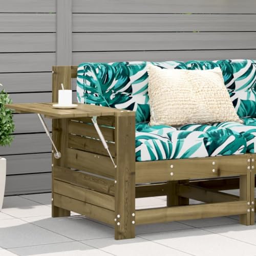 Garden Sofa with Armrests and Side Table, Pressure Treated Pine Wood Outdoor Furniture Set for Patio, Backyard, Terrace, Modular Design with Foldable Table and Comfortable Seating, Weather Resistant Garden Sofa with Armrests and Side Table, Pressure Treated Pine Wood Outdoor Furniture Set for Patio, Backyard, Terrace, Modular Design with Foldable Table and Comfortable Seating, Weather Resistant von WDGJJFECNMUEHI