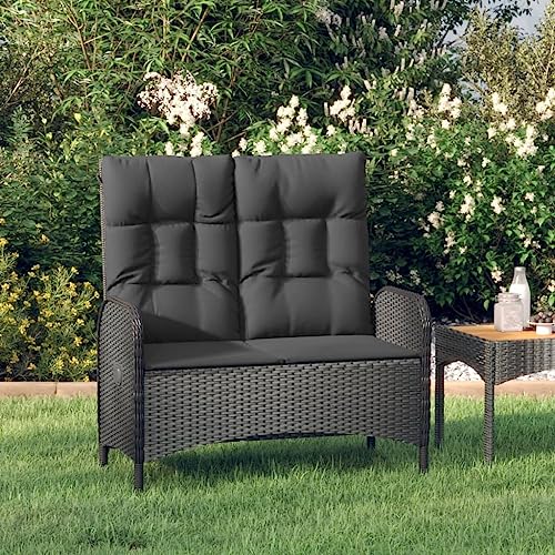 Gartenbank mit Liegefunktion Outdoor Relaxbank 107cm PE Rattan Schwarz Gartenmöbel Terrasse Balkon Sitzbank mit Kissen verstellbare Rückenlehne wetterfest langlebig Gartenbank mit Liegefunktion Outdoor Relaxbank 107cm PE Rattan Schwarz Gartenmöbel Terrasse Balkon Sitzbank mit Kissen verstellbare Rückenlehne wetterfest langlebig von WDGJJFECNMUEHI