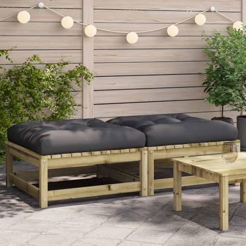 Gartenhocker mit Kissen 2 Stk. Kiefernholz Imprägniert - Outdoor Hocker Set mit Polsterkissen, Wasserdichtes Kiefernholz für Garten, Terrasse, Balkon - Bequeme Sitzbank mit 110 kg Tragkraft Gartenhocker mit Kissen 2 Stk. Kiefernholz Imprägniert - Outdoor Hocker Set mit Polsterkissen, Wasserdichtes Kiefernholz für Garten, Terrasse, Balkon - Bequeme Sitzbank mit 110 kg Tragkraft von WDGJJFECNMUEHI