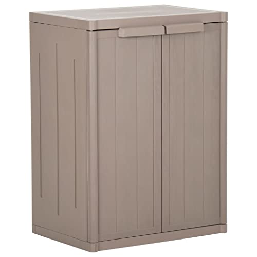 Gartenschrank Braun 65x45x88 cm PP Holz-Optik Outdoor Storage Cabinet with 2 Shelves Weatherproof Garden Shed for Patio Terrace Organization von WDGJJFECNMUEHI
