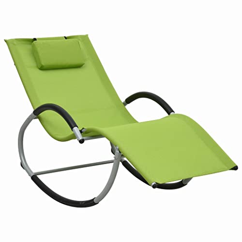 Green Textilene Sun Lounger with Cushion - Outdoor Swing Chair for Garden, Pool Patio Weatherproof Steel Frame Comfortable Design 150kg Capacity - Includes Removable Pillow (65x155x83cm) von WDGJJFECNMUEHI