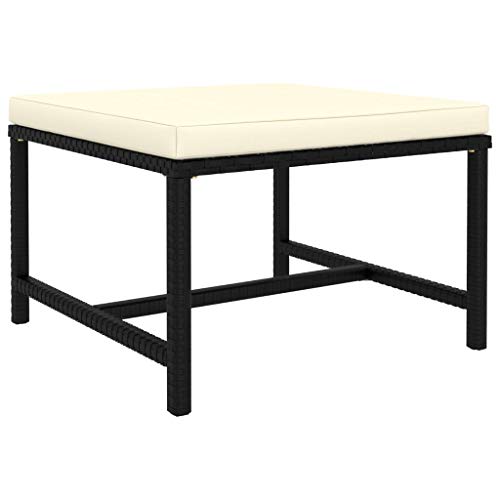 Modular Footstool with Cushion Black PE Rattan Outdoor Ottoman, Weather-Resistant Garden Lounge Set, Lightweight Durable Stool for Patio, Balcony, Living Room, Includes Removable Thick Cushion von WDGJJFECNMUEHI