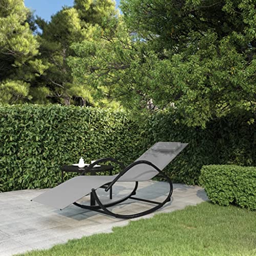 Schaukelliege Grau Outdoor Relaxing Swing Chair with Ergonomic Design, Powder-Coated Steel Frame & Breathable Textilene Fabric for Garden, Patio, Balcony - Includes Removable Cushion (158x60x77cm) von WDGJJFECNMUEHI