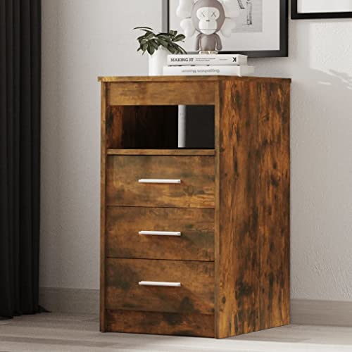 Sideboard with Drawers Smoked Oak 40x50x76 cm Particle Board Compact Storage Cabinet for Small Spaces Elegant Display Shelf with 3 Drawers von WDGJJFECNMUEHI