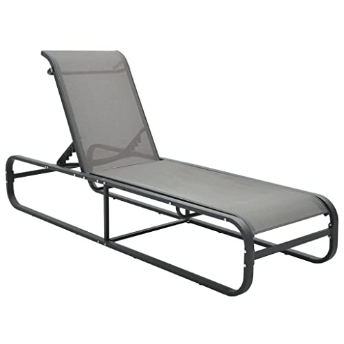 Sonnenliege Aluminium und Textilene Outdoor Lounger, Adjustable Reclining Garden Sunbed with Powder-Coated Frame, Waterproof & Durable Patio Furniture for Poolside, Beach, 200 65 36 cm, Grey von WDGJJFECNMUEHI