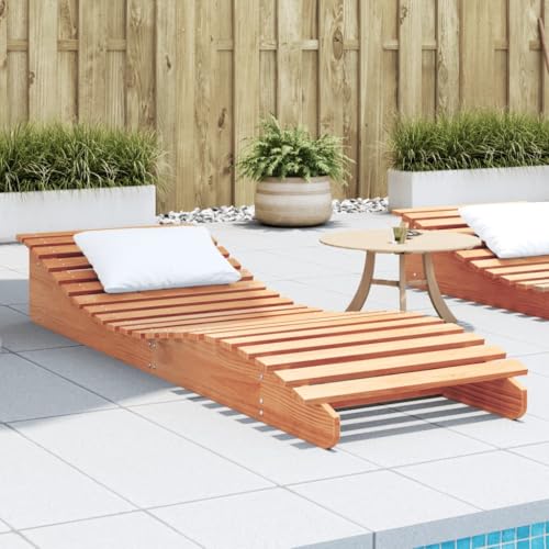 Sonnenliege Massivholz Kiefer 205x60x31.5 cm Wachsbraun Outdoor Lounge Chair for Pool Garden Terrace, Ergonomic S-Shaped Design, Rustic Pine Wood Sunbed with Slatted Construction, Max Load 110kg von WDGJJFECNMUEHI