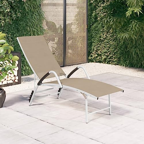Sonnenliege Textilene und Aluminium Creme - Adjustable Sun Lounger with Aluminum Frame for Garden, Pool Terrace High Comfort, Durable Easy to Stand Up - Cream Color Outdoor Lounge Chair Sonnenliege Textilene und Aluminium Creme - Adjustable Sun Lounger with Aluminum Frame for Garden, Pool Terrace High Comfort, Durable Easy to Stand Up - Cream Color Outdoor Lounge Chair von WDGJJFECNMUEHI