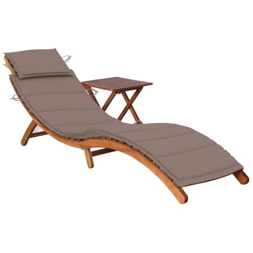 Sonnenliege mit Tisch und Auflage Massivholz Akazie - Klappbare Gartenliege mit ergonomischer Form bequemer Polsterauflage Perfekt für Pool, Terrasse, Balkon Robustes Kopfkissen & Seitentisch Sonnenliege mit Tisch und Auflage Massivholz Akazie - Klappbare Gartenliege mit ergonomischer Form bequemer Polsterauflage Perfekt für Pool, Terrasse, Balkon Robustes Kopfkissen & Seitentisch von WDGJJFECNMUEHI