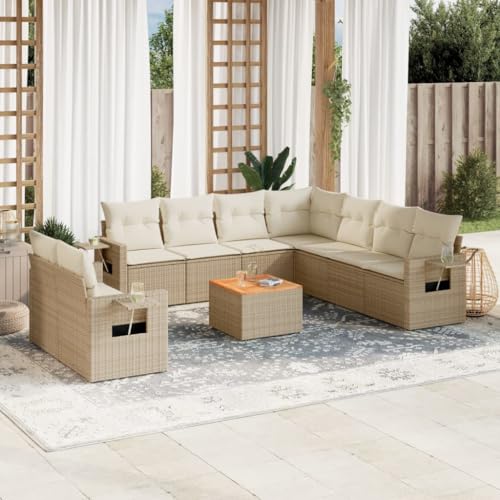 WDGJJFECNMUEHI 10-Piece Garden Sofa Set with Cushions Beige PE Rattan Outdoor Furniture for Patio Terrace Modular Sectional Sofa with Side Table Weather-Resistant Lounge Set WDGJJFECNMUEHI 10-Piece Garden Sofa Set with Cushions Beige PE Rattan Outdoor Furniture for Patio Terrace Modular Sectional Sofa with Side Table Weather-Resistant Lounge Set von WDGJJFECNMUEHI