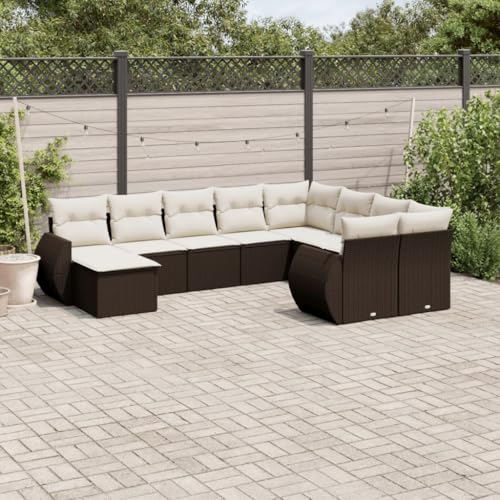 WDGJJFECNMUEHI 10-Piece Garden Sofa Set with Cushions Brown PE Rattan Outdoor Furniture for Patio Terrace, Modular Lounge Set with Glass Table Weather-Resistant UV-Protected Comfortable Seating WDGJJFECNMUEHI 10-Piece Garden Sofa Set with Cushions Brown PE Rattan Outdoor Furniture for Patio Terrace, Modular Lounge Set with Glass Table Weather-Resistant UV-Protected Comfortable Seating von WDGJJFECNMUEHI
