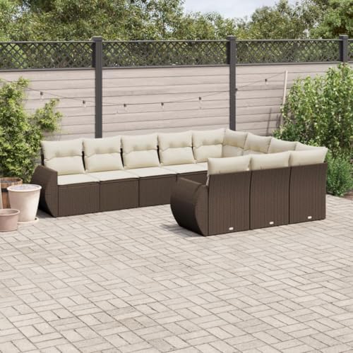 WDGJJFECNMUEHI 10-Piece Garden Sofa Set with Cushions Brown PE Rattan Outdoor Furniture for Patio Terrace Backyard Weather-Resistant Modular Design Comfortable Seating WDGJJFECNMUEHI 10-Piece Garden Sofa Set with Cushions Brown PE Rattan Outdoor Furniture for Patio Terrace Backyard Weather-Resistant Modular Design Comfortable Seating von WDGJJFECNMUEHI