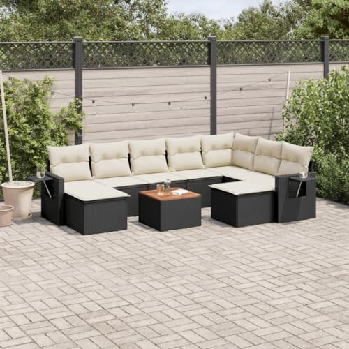 WDGJJFECNMUEHI 10-TLG. Garten-Sofagarnitur mit Kissen Schwarz PE Rattan Outdoor Sofa Set für Terrasse Garten, Wetterfest mit Klapptischen, Modulares Eckcouchtisch Set, Bequem mit Abnehmbaren Bezügen WDGJJFECNMUEHI 10-TLG. Garten-Sofagarnitur mit Kissen Schwarz PE Rattan Outdoor Sofa Set für Terrasse Garten, Wetterfest mit Klapptischen, Modulares Eckcouchtisch Set, Bequem mit Abnehmbaren Bezügen von WDGJJFECNMUEHI