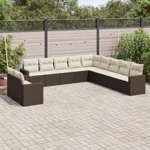 WDGJJFECNMUEHI 11-Piece Garden Sofa Set with Cushions Brown PE Rattan Outdoor Furniture for Patio Terrace Backyard Modular Design Weather-Resistant Comfortable Seating WDGJJFECNMUEHI 11-Piece Garden Sofa Set with Cushions Brown PE Rattan Outdoor Furniture for Patio Terrace Backyard Modular Design Weather-Resistant Comfortable Seating von WDGJJFECNMUEHI