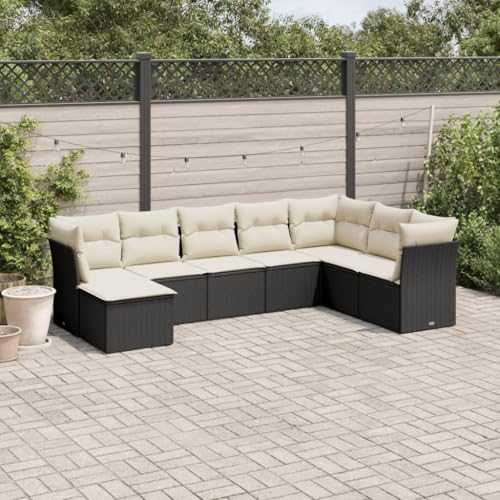 WDGJJFECNMUEHI 11-TLG. Garten-Essgruppe mit Kissen Beige Poly Rattangartenmöbel Set gartenmöbelset Garten Lounge gartenmöbel Set loungeGeeignet für Gartenterrassen von WDGJJFECNMUEHI