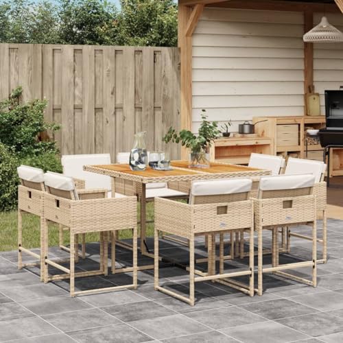 WDGJJFECNMUEHI 11-TLG. Garten-Essgruppe mit Kissen Braun Poly Rattangarten Lounge gartenmöbel Set Lounge gartenmöbel Set gartenmöbelsetGeeignet für Gartenterrassen von WDGJJFECNMUEHI