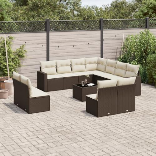 WDGJJFECNMUEHI 12-Piece Garden Sofa Set with Cushions Brown PE Rattan Outdoor Furniture for Patio Terrace, Modular Design Weather-Resistant Poly Rattan Sectional Sofa Set with Storage Glass Table WDGJJFECNMUEHI 12-Piece Garden Sofa Set with Cushions Brown PE Rattan Outdoor Furniture for Patio Terrace, Modular Design Weather-Resistant Poly Rattan Sectional Sofa Set with Storage Glass Table von WDGJJFECNMUEHI