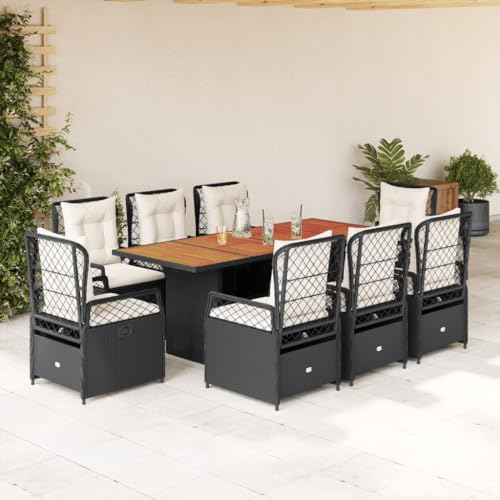 WDGJJFECNMUEHI 13-TLG. Garten-Essgruppe mit Kissen Hellgrau Poly Rattangartenmöbel Set Lounge Garten Lounge gartenmöbelset gartenmöbel setGeeignet für Gartenterrassen von WDGJJFECNMUEHI