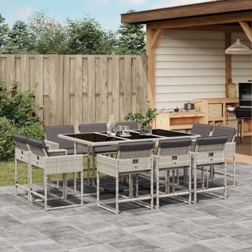 WDGJJFECNMUEHI 13-TLG. Garten-Essgruppe mit Kissen Schwarz Poly Rattangarten Lounge gartenmöbel Set Lounge gartenmöbelset gartenmöbel setGeeignet für Gartenterrassen von WDGJJFECNMUEHI
