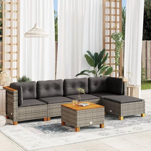 WDGJJFECNMUEHI 15-TLG. Garten-Essgruppe mit Kissen Grau Poly Rattangartenmöbel Set Lounge gartenmöbel Set gartenmöbelset Garten loungeGeeignet für Gartenterrassen von WDGJJFECNMUEHI