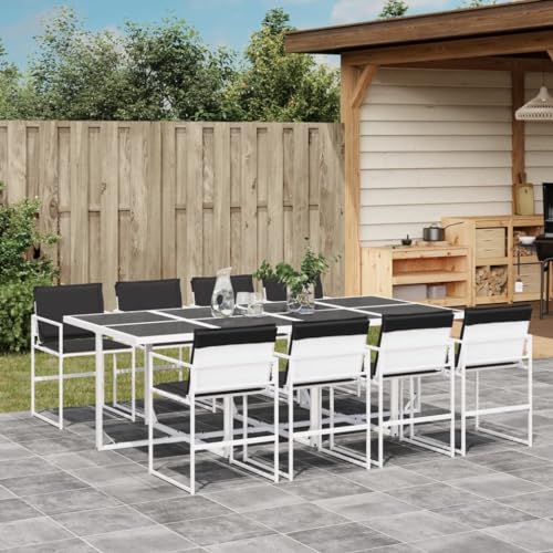 WDGJJFECNMUEHI 15-TLG. Garten-Essgruppe mit Kissen Schwarz Poly Rattangarten Lounge gartenmöbelset gartenmöbel Set Lounge gartenmöbel setGeeignet für Gartenterrassen von WDGJJFECNMUEHI