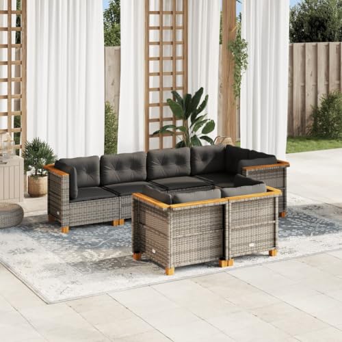 WDGJJFECNMUEHI 15-TLG. Garten-Essgruppe mit Kissen Schwarz Poly Rattangartenmöbel Set Lounge gartenmöbelset Garten Lounge gartenmöbel setGeeignet für Gartenterrassen von WDGJJFECNMUEHI