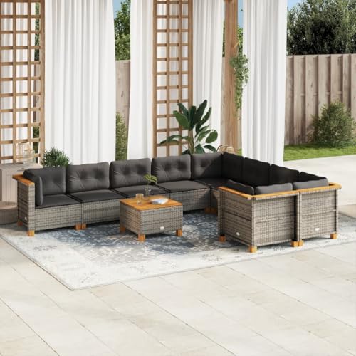 WDGJJFECNMUEHI 17-TLG. Garten-Essgruppe mit Kissen Braun Poly Rattangartenmöbel Set Garten Lounge gartenmöbelset gartenmöbel Set loungeGeeignet für Gartenterrassen von WDGJJFECNMUEHI