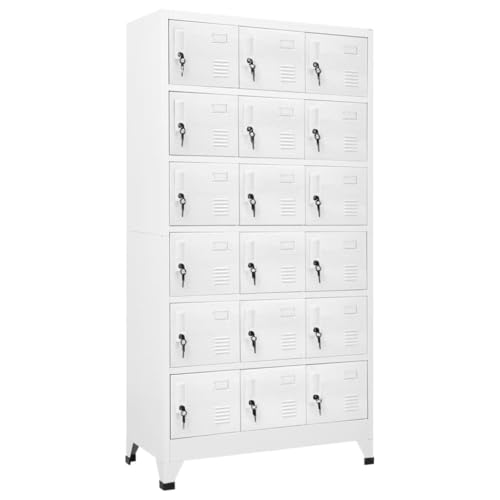 WDGJJFECNMUEHI 18 Compartment Lockable Metal Locker Cabinet 90x40x180 cm Grey Storage for Gym Sports Club School Changing Room Durable Ventilated von WDGJJFECNMUEHI
