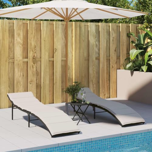 WDGJJFECNMUEHI 2 Pack Sun Loungers with Cushions Black PE Rattan Outdoor Lounge Chairs Adjustable Backrest Weather-Resistant Garden Furniture for Patio Poolside von WDGJJFECNMUEHI