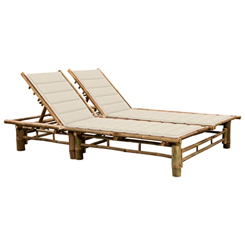 WDGJJFECNMUEHI 2-Person Bambus Sun Lounger with Cushions, Adjustable Backrest 3 Positions, Outdoor Garden Beach Poolside Relaxation, Weather-Resistant Durable Patio Furniture for Couples WDGJJFECNMUEHI 2-Person Bambus Sun Lounger with Cushions, Adjustable Backrest 3 Positions, Outdoor Garden Beach Poolside Relaxation, Weather-Resistant Durable Patio Furniture for Couples von WDGJJFECNMUEHI