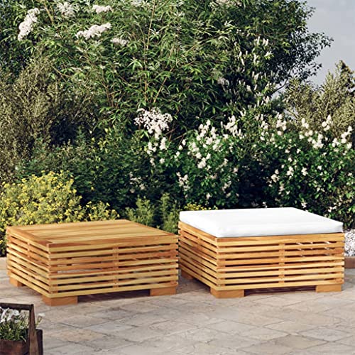 WDGJJFECNMUEHI 2-Piece Garden Lounge Set Solid Teak Wood Outdoor Furniture with Soft Cushion, Patio Coffee Table & Ottoman for Balcony, Terrace, Backyard Relaxation WDGJJFECNMUEHI 2-Piece Garden Lounge Set Solid Teak Wood Outdoor Furniture with Soft Cushion, Patio Coffee Table & Ottoman for Balcony, Terrace, Backyard Relaxation von WDGJJFECNMUEHI