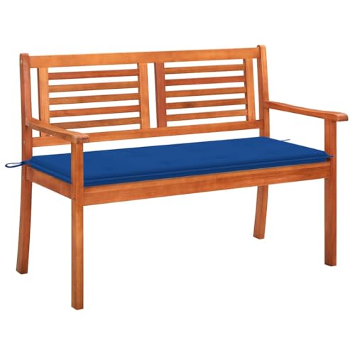 WDGJJFECNMUEHI 2 Seater Garden Bench with Cushion 120 cm Solid Eucalyptus Wood Outdoor Patio Furniture for Garden Terrace Comfortable Durable von WDGJJFECNMUEHI