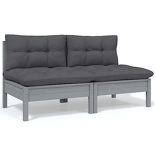 WDGJJFECNMUEHI 2-Seater Garden Sofa with Cushions Gray Solid Pine Wood Outdoor Modular Patio Furniture for Terrace Balcony Lounge Relaxing Durable Comfortable WDGJJFECNMUEHI 2-Seater Garden Sofa with Cushions Gray Solid Pine Wood Outdoor Modular Patio Furniture for Terrace Balcony Lounge Relaxing Durable Comfortable von WDGJJFECNMUEHI