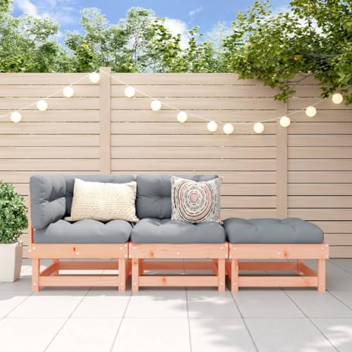 WDGJJFECNMUEHI 3-Piece Garden Lounge Set Solid Douglas Fir Wood Outdoor Furniture for Patio, Balcony, Terrace - Modular Design, Weather-Resistant, Comfortable Seating with Backrest & Armrests von WDGJJFECNMUEHI