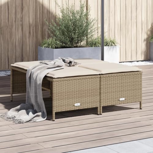 WDGJJFECNMUEHI 3-TLG. Garten-Essgruppe mit Kissen Beige Poly Rattan Akaziegartenmöbel Set Lounge gartenmöbelset gartenmöbel Set Garten loungeGeeignet für Gartenterrassen von WDGJJFECNMUEHI