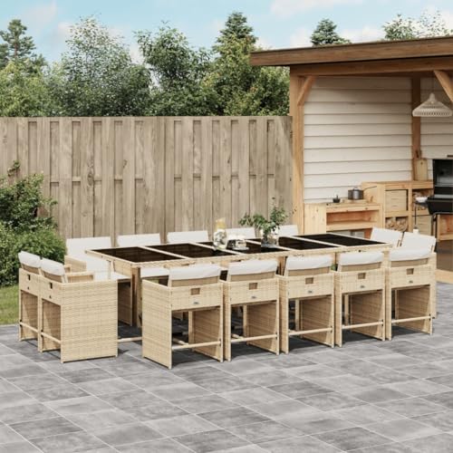 WDGJJFECNMUEHI 3-TLG. Garten-Essgruppe mit Kissen Grau Poly Rattan Akaziegartenmöbel Set gartenmöbelset Garten Lounge gartenmöbel Set loungeGeeignet für Gartenterrassen von WDGJJFECNMUEHI