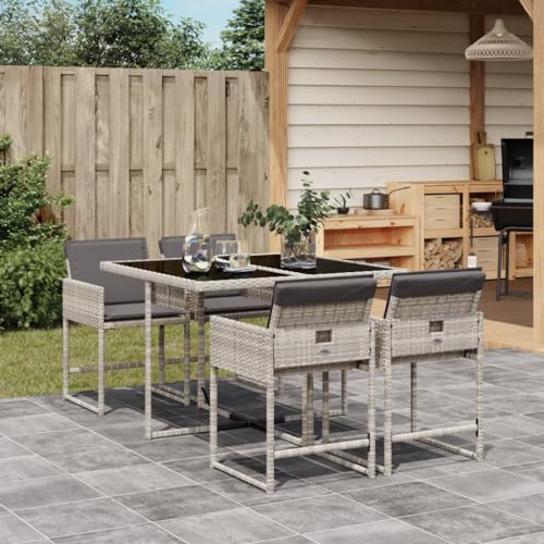 WDGJJFECNMUEHI 3-TLG. Garten-Essgruppe mit Kissen Grau Poly Rattan Akaziegartenmöbelset gartenmöbel Set Lounge Garten Lounge gartenmöbel setGeeignet für Gartenterrassen von WDGJJFECNMUEHI