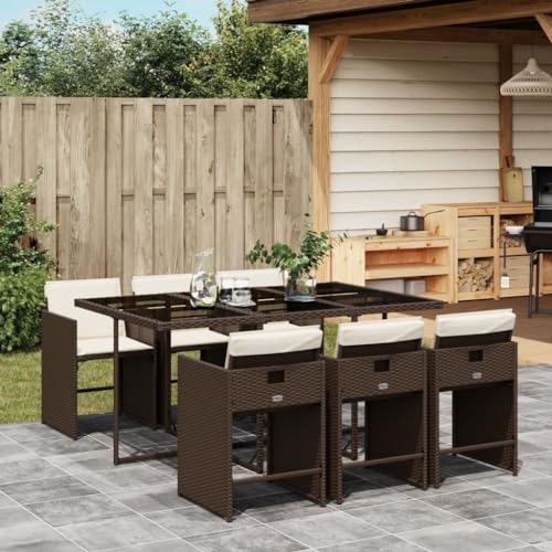 WDGJJFECNMUEHI 3-TLG. Garten-Essgruppe mit Kissen Grau Poly Rattan und Glasgartenmöbel Set Lounge gartenmöbelset gartenmöbel Set Garten loungeGeeignet für Gartenterrassen von WDGJJFECNMUEHI