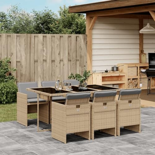 WDGJJFECNMUEHI 3-TLG. Garten-Essgruppe mit Kissen Schwarz Poly Rattan Glasgartenmöbelset gartenmöbel Set Lounge gartenmöbel Set Garten loungeGeeignet für Gartenterrassen von WDGJJFECNMUEHI