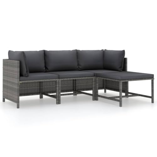 WDGJJFECNMUEHI 4-Piece Garden Lounge Set with Cushions Gray PE Rattan Outdoor Furniture Patio Sofa Set Weatherproof Modular Sectional for Terrace Balcony WDGJJFECNMUEHI 4-Piece Garden Lounge Set with Cushions Gray PE Rattan Outdoor Furniture Patio Sofa Set Weatherproof Modular Sectional for Terrace Balcony von WDGJJFECNMUEHI