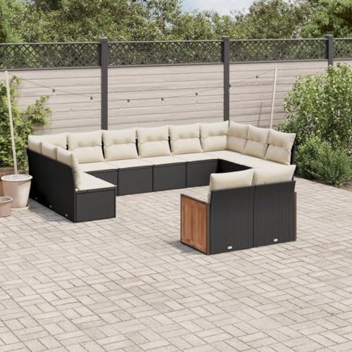 WDGJJFECNMUEHI 4-TLG. Garten-Essgruppe mit Kissen Grau Poly Rattangartenmöbelset gartenmöbel Set Lounge Garten Lounge gartenmöbel setGeeignet für Gartenterrassen von WDGJJFECNMUEHI