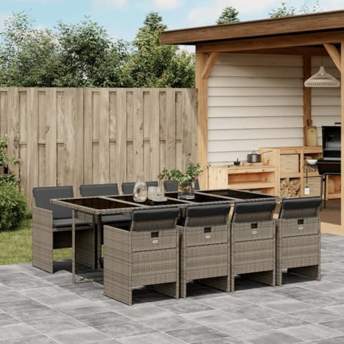 WDGJJFECNMUEHI 5-TLG. Garten-Essgruppe mit Kissen Beige Poly Rattan Akaziegartenmöbel Set gartenmöbelset Garten Lounge gartenmöbel Set loungeGeeignet für Gartenterrassen von WDGJJFECNMUEHI