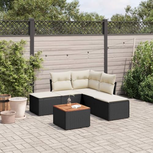 WDGJJFECNMUEHI 5-TLG. Garten-Essgruppe mit Kissen Braun Poly Rattangarten Lounge gartenmöbel Set Lounge gartenmöbel Set gartenmöbelsetGeeignet für Gartenterrassen von WDGJJFECNMUEHI