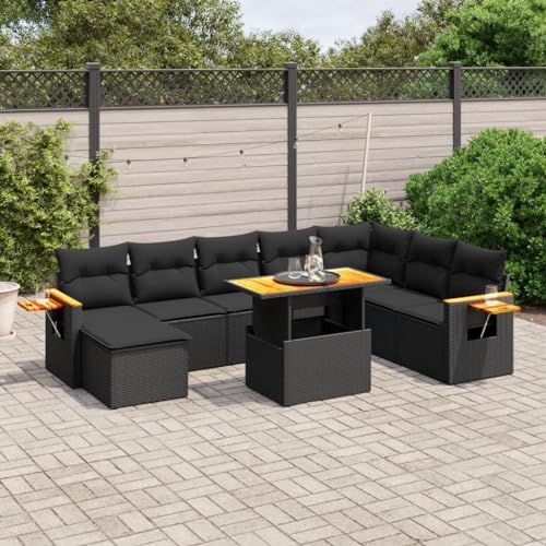 WDGJJFECNMUEHI 5-TLG. Garten-Essgruppe mit Kissen Braun Poly Rattangarten Lounge gartenmöbel Set Lounge gartenmöbelset gartenmöbel setGeeignet für Gartenterrassen von WDGJJFECNMUEHI