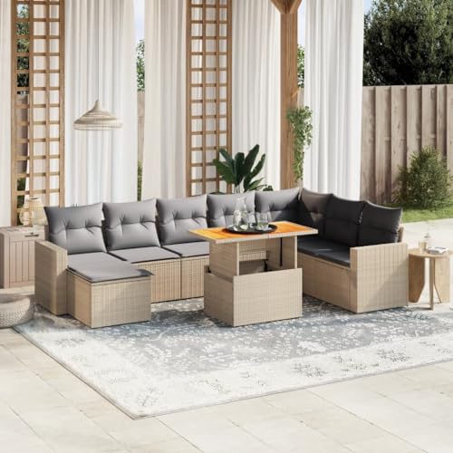 WDGJJFECNMUEHI 5-TLG. Garten-Essgruppe mit Kissen Grau Poly Rattangarten Lounge gartenmöbel Set Lounge gartenmöbel Set gartenmöbelsetGeeignet für Gartenterrassen von WDGJJFECNMUEHI